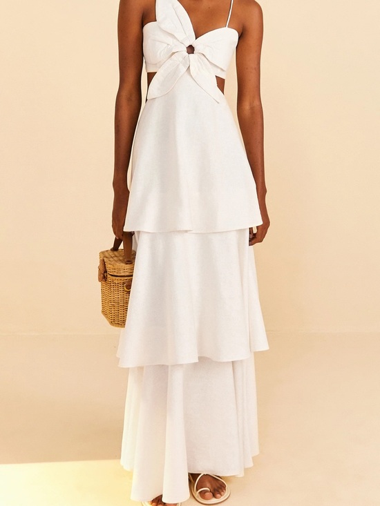 FARM Rio Dresses & Skirts - FARM Rio Off-White Flower Cutout Linen Blend Maxi Dress Small